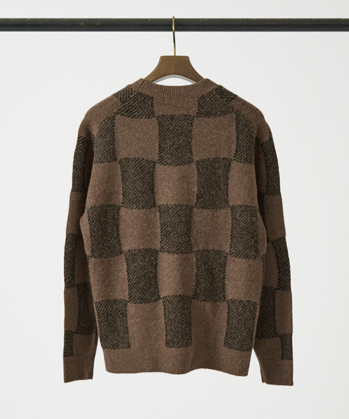DESIGNWORKS(デザインワークス)の「リャマ混チェック クルーネックニット(ニット/セーター・メンズ・ベージュ/ダークブラウン・48/46)」の13枚目の写真