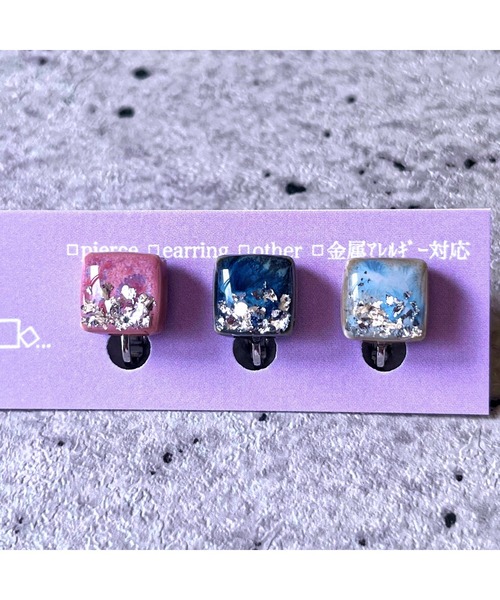 tone(トーン)の「【Willija】金属アレルギー対応《3Taily leaf》美濃焼タイルイヤリング(MA)(イヤリング・レディース・シルバー/ゴールド・FREE)」の3枚目の写真