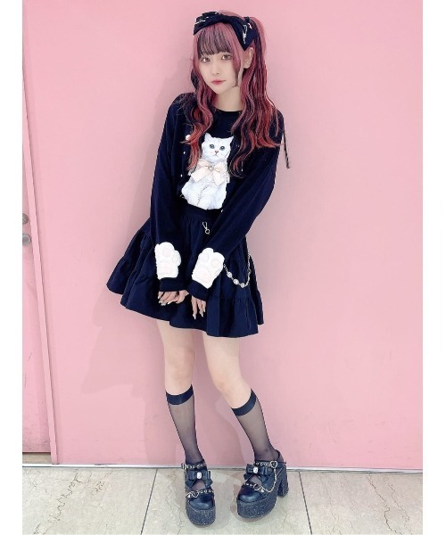 Ank Rouge（アンクルージュ）の「ねこちゃんロンTE（Tシャツ