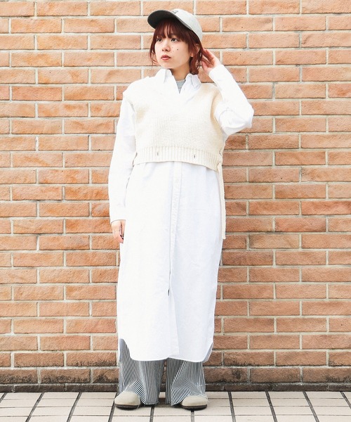 BEAMS BOY（ビームスボーイ）の「オックスフォード ボタンダウン ロングスリーブ シャツワンピース（シャツワンピース・レディース・サックスブルー/ホワイト・ONE SIZE）」の9枚目の写真