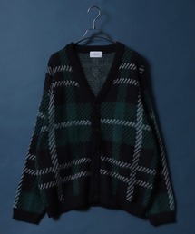 Total Pattern Shaggy Knit Cardigan/総柄 シャギー ニット カーディガン