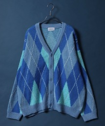 Total Pattern Shaggy Knit Cardigan/総柄 シャギー ニット カーディガン