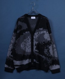 Total Pattern Shaggy Knit Cardigan/総柄 シャギー ニット カーディガン