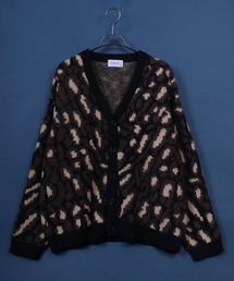 Total Pattern Shaggy Knit Cardigan/総柄 シャギー ニット カーディガン
