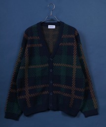 Total Pattern Shaggy Knit Cardigan/総柄 シャギー ニット カーディガン