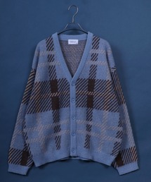 Total Pattern Shaggy Knit Cardigan/総柄 シャギー ニット カーディガン