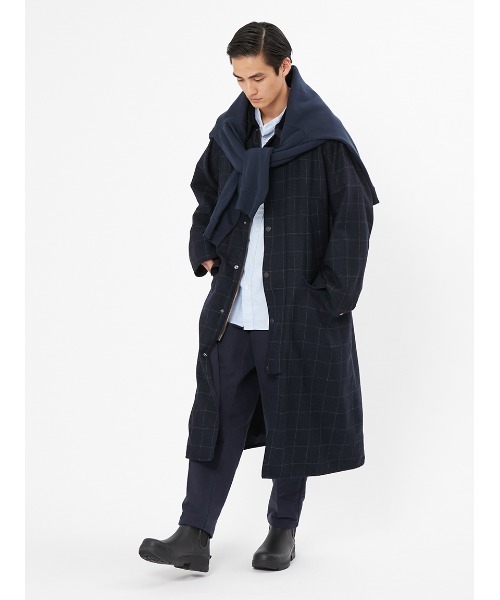 Barbour（バブアー）の「【SNOWDON / スノードン】JAPAN SPECIAL ウール チェック ロング コート（ステンカラーコート・メンズ・ネイビー/ブラウン・36/40/38/34）」の22枚目の写真