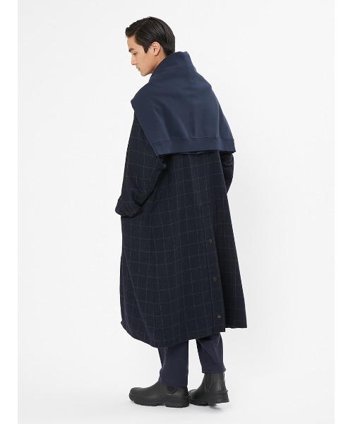 Barbour（バブアー）の「【SNOWDON / スノードン】JAPAN SPECIAL ウール チェック ロング コート（ステンカラーコート・メンズ・ネイビー/ブラウン・36/40/38/34）」の3枚目の写真