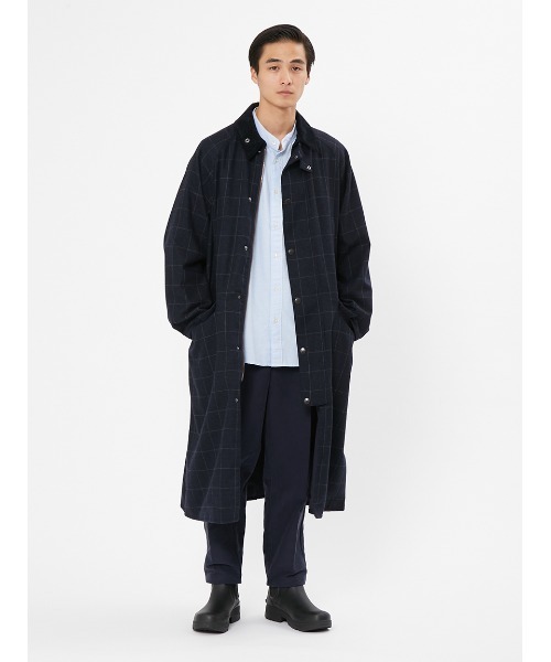 Barbour（バブアー）の「【SNOWDON / スノードン】JAPAN SPECIAL ウール チェック ロング コート（ステンカラーコート・メンズ・ネイビー/ブラウン・36/40/38/34）」の4枚目の写真