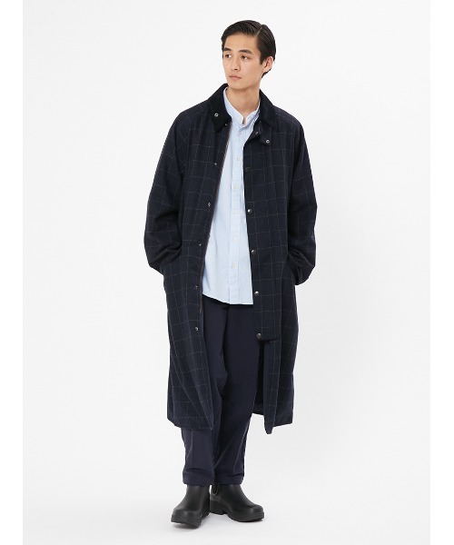 Barbour（バブアー）の「【SNOWDON / スノードン】JAPAN SPECIAL ウール チェック ロング コート（ステンカラーコート・メンズ・ネイビー/ブラウン・36/40/38/34）」の5枚目の写真