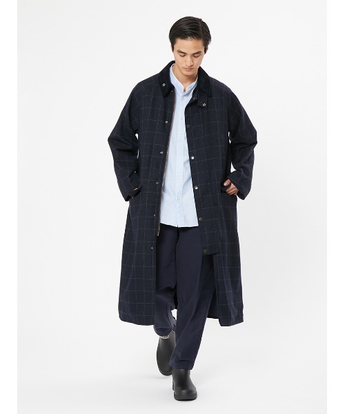 Barbour（バブアー）の「【SNOWDON / スノードン】JAPAN SPECIAL ウール チェック ロング コート（ステンカラーコート・メンズ・ネイビー/ブラウン・36/40/38/34）」の6枚目の写真