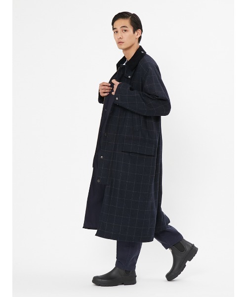 Barbour（バブアー）の「【SNOWDON / スノードン】JAPAN SPECIAL ウール チェック ロング コート（ステンカラーコート・メンズ・ネイビー/ブラウン・36/40/38/34）」の7枚目の写真