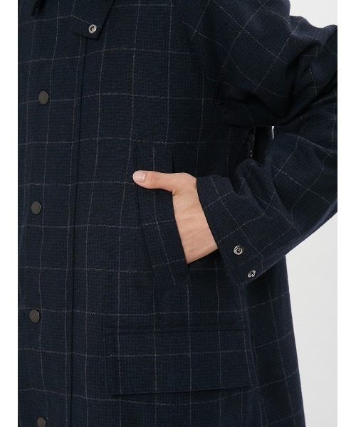 Barbour（バブアー）の「【SNOWDON / スノードン】JAPAN SPECIAL ウール チェック ロング コート（ステンカラーコート・メンズ・ネイビー/ブラウン・36/40/38/34）」の14枚目の写真