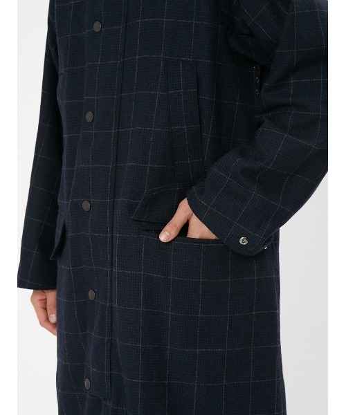 Barbour（バブアー）の「【SNOWDON / スノードン】JAPAN SPECIAL ウール チェック ロング コート（ステンカラーコート・メンズ・ネイビー/ブラウン・36/40/38/34）」の15枚目の写真
