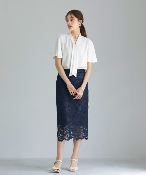 セール】【 装いを格上げする華やぎスカート 】スカラップレース