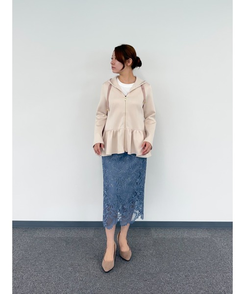 WHITE JOOLA(ホワイトジョーラ)の「【 装いを格上げする華やぎスカート 】スカラップレースロングタイトスカート(スカート・レディース・ブラック/オフホワイト/グレイッシュベージュ/ターコイズブルー/ネイビー/グリーン/スモークピンク/チャコールグレー/ベージュ/ブラウン/サックスブルー・S/M/L)」の17枚目の写真