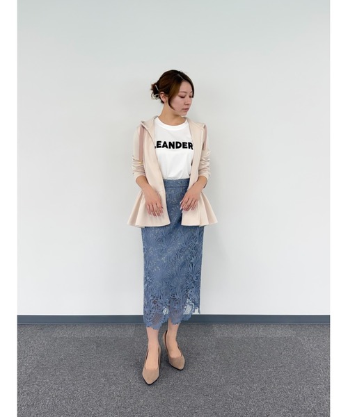 WHITE JOOLA(ホワイトジョーラ)の「【 装いを格上げする華やぎスカート 】スカラップレースロングタイトスカート(スカート・レディース・ブラック/オフホワイト/グレイッシュベージュ/ターコイズブルー/ネイビー/グリーン/スモークピンク/チャコールグレー/ベージュ/ブラウン/サックスブルー・S/M/L)」の18枚目の写真