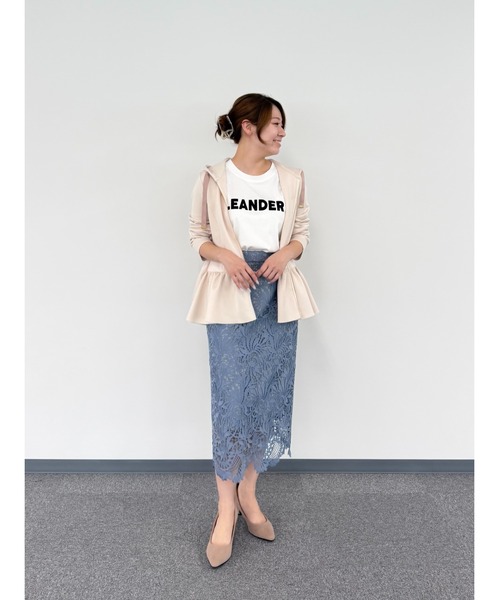 WHITE JOOLA(ホワイトジョーラ)の「【 装いを格上げする華やぎスカート 】スカラップレースロングタイトスカート(スカート・レディース・ブラック/オフホワイト/グレイッシュベージュ/ターコイズブルー/ネイビー/グリーン/スモークピンク/チャコールグレー/ベージュ/ブラウン/サックスブルー・S/M/L)」の21枚目の写真