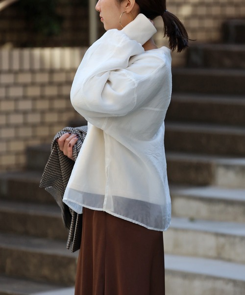 セール】レイヤードシアー長袖プルオーバー（スウェット）｜Bonjour