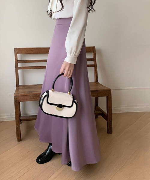 emi+（エミプラス）の「ハイウエストサテンフレアロングスカート（スカート・レディース・ブラック/パープル/ベビーピンク・M/L）」の19枚目の写真
