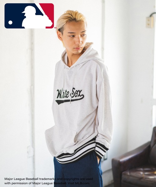 MLB(メジャーリーグベースボール)の「【MLB】リブラインパーカー/メンズ(パーカー・メンズ・グリーン/グレー/ブラック/オフホワイト/ブルー・LL/L/M)」の3枚目の写真