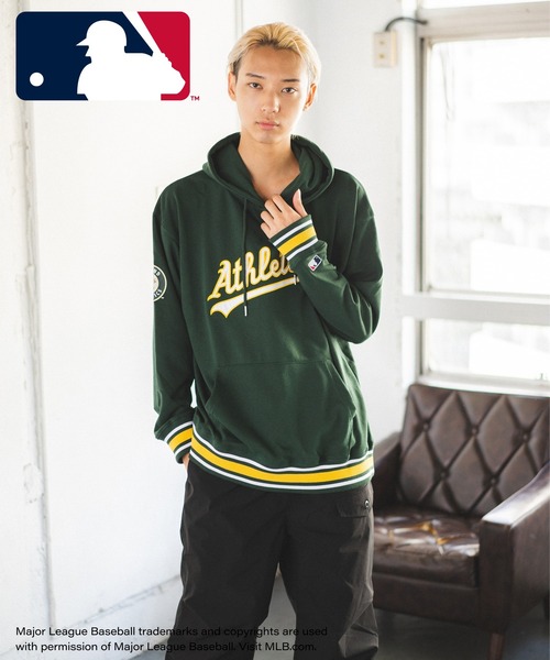 MLB(メジャーリーグベースボール)の「【MLB】リブラインパーカー/メンズ(パーカー・メンズ・グリーン/グレー/ブラック/オフホワイト/ブルー・LL/L/M)」の4枚目の写真