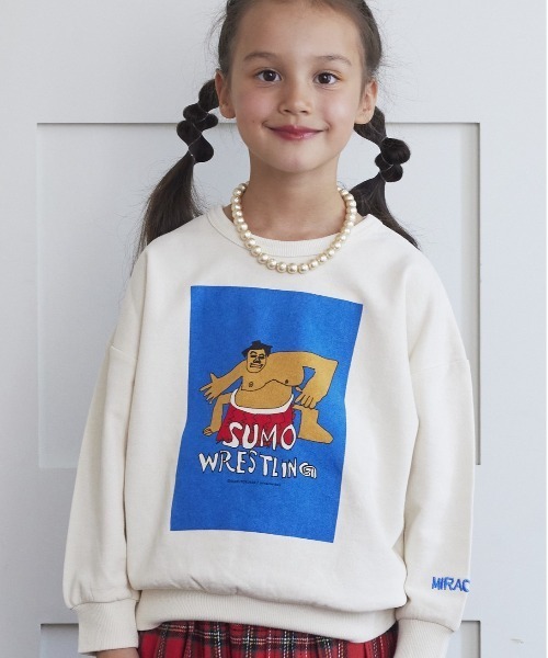 MARKEY'S（マーキーズ）の「【MIRACLE-KUN/ミラクルくん】別注プリントトレーナー（80～150cm）（スウェット・キッズ・オフホワイト/チャコール/ホワイト系その他/グリーン/オレンジ/グレー系その他/ブラック/マスタード/パープル/ブルー・80/90/95/100/110/130/140/150/120）」の3枚目の写真