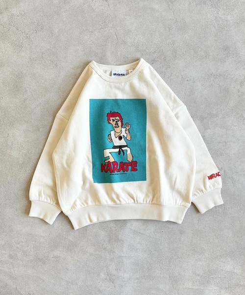 MARKEY'S（マーキーズ）の「【MIRACLE-KUN/ミラクルくん】別注プリントトレーナー（80～150cm）（スウェット・キッズ・オフホワイト/チャコール/ホワイト系その他/グリーン/オレンジ/グレー系その他/ブラック/マスタード/パープル/ブルー・80/90/95/100/110/130/140/150/120）」の2枚目の写真