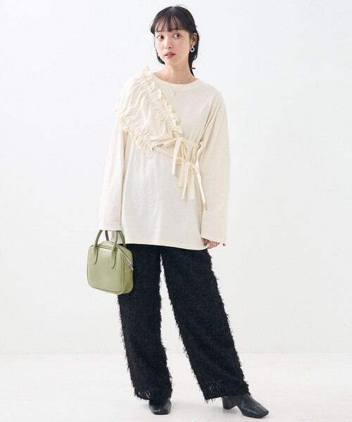 FREAK'S STORE（フリークスストア）の「フェザリー パンツ/イージーパンツ（その他パンツ・レディース・ブラック/オフホワイト・ﾌﾘ-）」の12枚目の写真