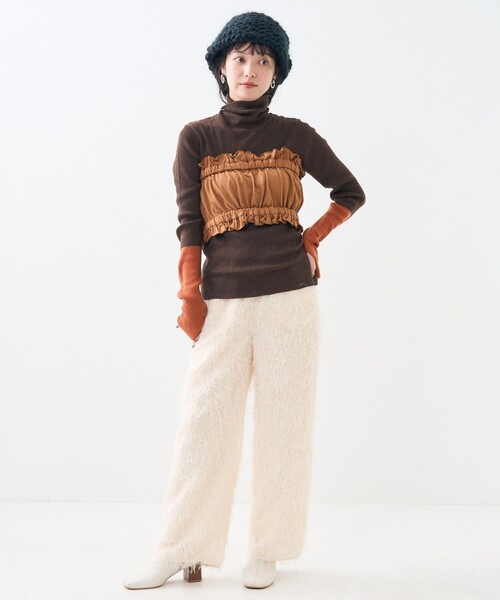 FREAK'S STORE（フリークスストア）の「フェザリー パンツ/イージーパンツ（その他パンツ・レディース・ブラック/オフホワイト・ﾌﾘ-）」の16枚目の写真