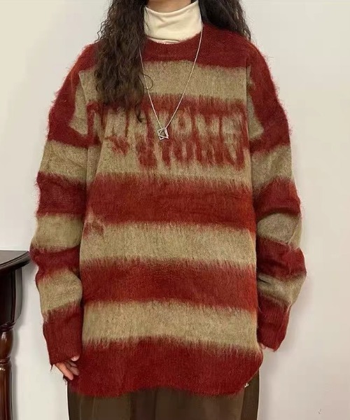 【美品】V12 ヴィトゥエルヴ ニット セーター サイドビッグスター 星柄 L DIAVEL（ディアベル）の「バックビッグスターデザイン 配色シャギー