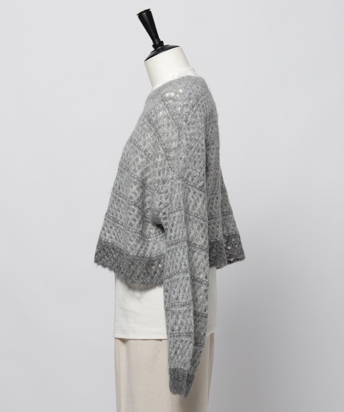 niko and...（ニコアンド）の「クロップド透かしニット（ニット/セーター・レディース・アイボリー/ライトブルー/グレー・FREE）」の16枚目の写真