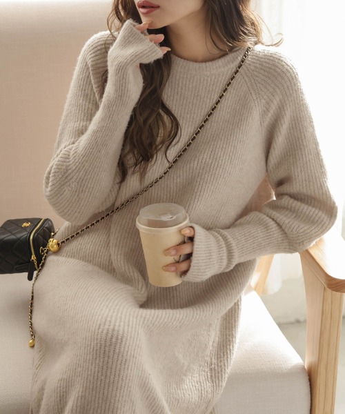 La-gemme(ラジェム)の「リブニットワンピース(ワンピース・レディース・グレー/オートミール/ブラック・フリー)」の3枚目の写真