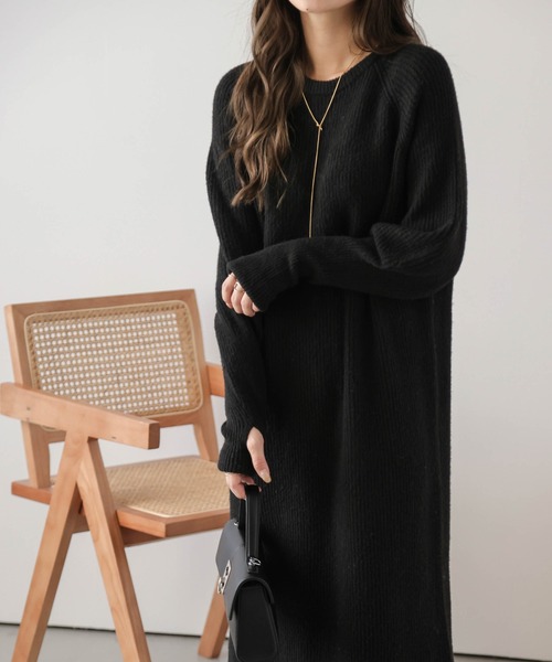 La-gemme(ラジェム)の「リブニットワンピース(ワンピース・レディース・グレー/オートミール/ブラック・フリー)」の8枚目の写真