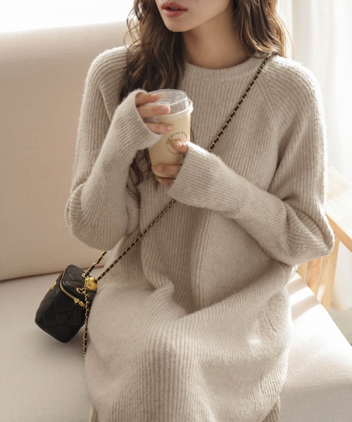 La-gemme(ラジェム)の「リブニットワンピース(ワンピース・レディース・グレー/オートミール/ブラック・フリー)」の13枚目の写真