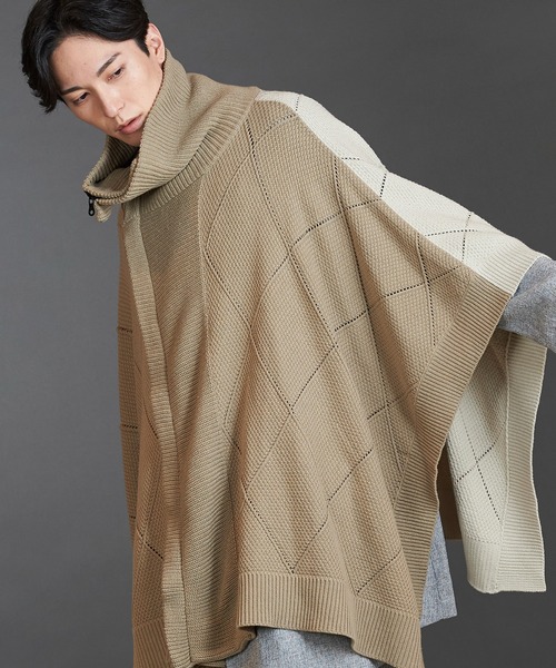 NO ID.（ノーアイディ）の「ボリュームネックニットZIPポンチョ