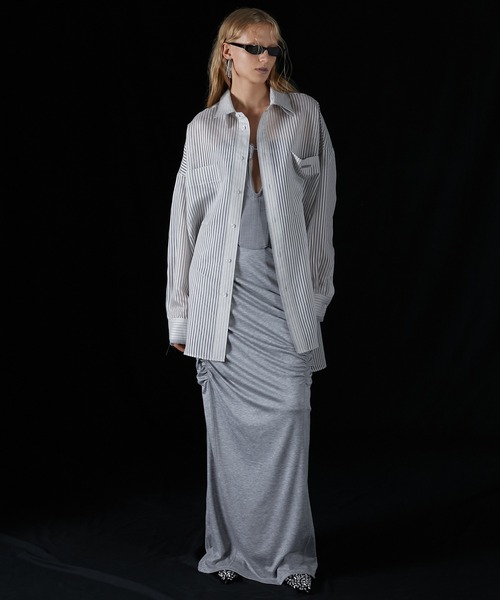 PRANK PROJECT(プランクプロジェクト)の「シアーストライプシャツ / Sheer Stripe Shirt(シャツ/ブラウス・レディース・ブルー/ベージュ/ホワイト・FREE)」の4枚目の写真