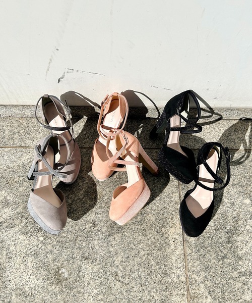 ESPERANZA(エスペランサ)の「クロスストラップハイヒールセパレートパンプス 結婚式二次会 パーティー 24SS(パンプス・レディース・グレー系/ブラック系/ピンク系5・22.0cm/22.5cm/23.0cm/23.5cm/24.0cm/24.5cm)」の6枚目の写真