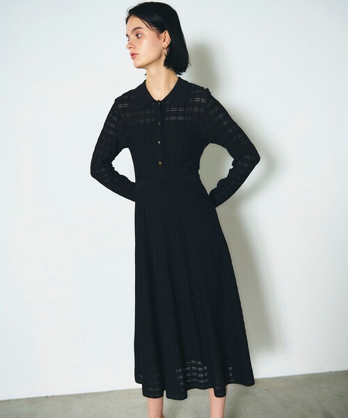 GRACE CONTINENTAL（グレースコンチネンタル）の「ウェーブニットワンピース（ワンピース・レディース・ホワイト/ブラック/レッド・36）」の3枚目の写真