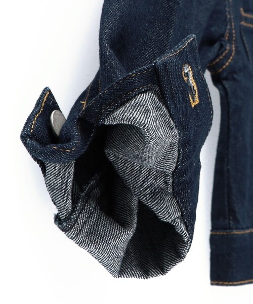 EDWIN（エドウィン）の「【Ou? by EDWIN】ビッグ襟フリルGジャン（デニムジャケット・キッズ・ネイビー・100/150/130/140/120/110）」の9枚目の写真