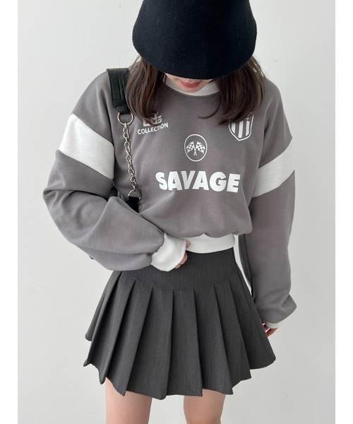 WC(ダブル シー)の「SAVAGEロゴショートスウェット(スウェット・レディース・グレー/ブラック/アイボリー・FREE)」の14枚目の写真