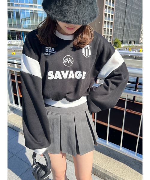 WC(ダブル シー)の「SAVAGEロゴショートスウェット(スウェット・レディース・グレー/ブラック/アイボリー・FREE)」の8枚目の写真