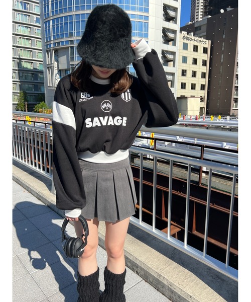 WC(ダブル シー)の「SAVAGEロゴショートスウェット(スウェット・レディース・グレー/ブラック/アイボリー・FREE)」の10枚目の写真
