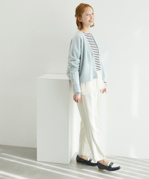 ROPE' PICNIC（ロペピクニック）の「ガラスヤーンハートボタンクルーネックカーディガン（カーディガン/ボレロ・レディース・ブルー系その他4/ピンク/オフホワイト・38）」の10枚目の写真