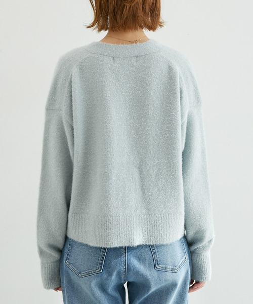 ROPE' PICNIC（ロペピクニック）の「ガラスヤーンハートボタンクルーネックカーディガン（カーディガン/ボレロ・レディース・ブルー系その他4/ピンク/オフホワイト・38）」の18枚目の写真