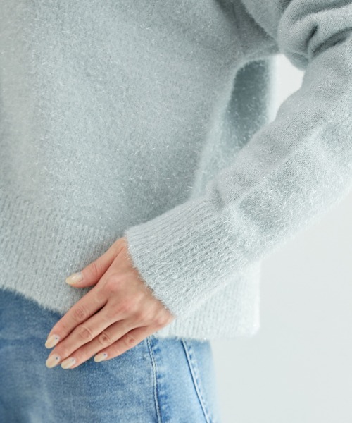 ROPE' PICNIC（ロペピクニック）の「ガラスヤーンハートボタンクルーネックカーディガン（カーディガン/ボレロ・レディース・ブルー系その他4/ピンク/オフホワイト・38）」の21枚目の写真