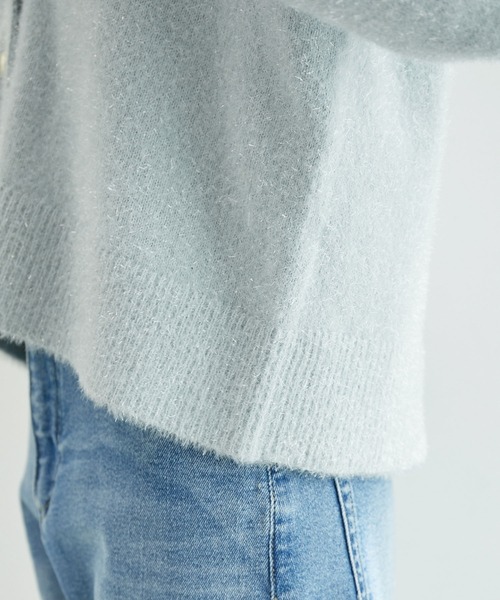 ROPE' PICNIC（ロペピクニック）の「ガラスヤーンハートボタンクルーネックカーディガン（カーディガン/ボレロ・レディース・ブルー系その他4/ピンク/オフホワイト・38）」の22枚目の写真