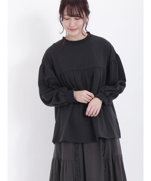 Samansa Mos2（サマンサ モスモス）の「ギャザー切替スウェット（Tシャツ/カットソー・レディース・グレー/オフホワイト/ブラック・F）」の3枚目の写真