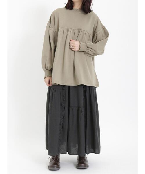 Samansa Mos2（サマンサ モスモス）の「ギャザー切替スウェット（Tシャツ/カットソー・レディース・グレー/オフホワイト/ブラック・F）」の11枚目の写真