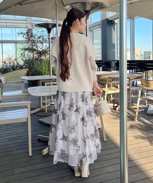 couture brooch(クチュールブローチ)の「◆【春の軽羽織】パール調釦コクーンニットジャケット(カーディガン/ボレロ・レディース・アイボリー/ブラック/サックスブルー・38/42)」の15枚目の写真